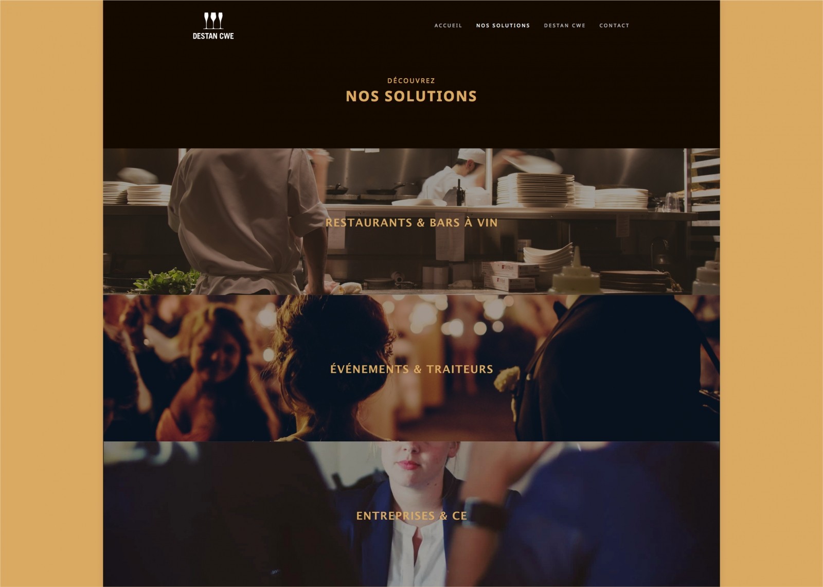 Page des solutions du site WordPress de Destan réalisé par le Studio DPE