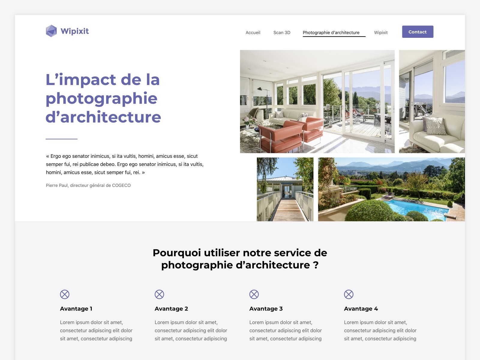 Mockup initial du site WordPress de Wipixit