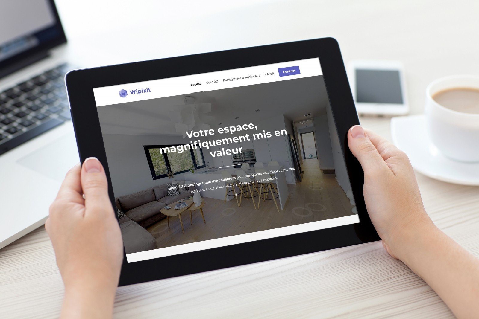 Visualisation du site WordPress de Wipixit sur tablette