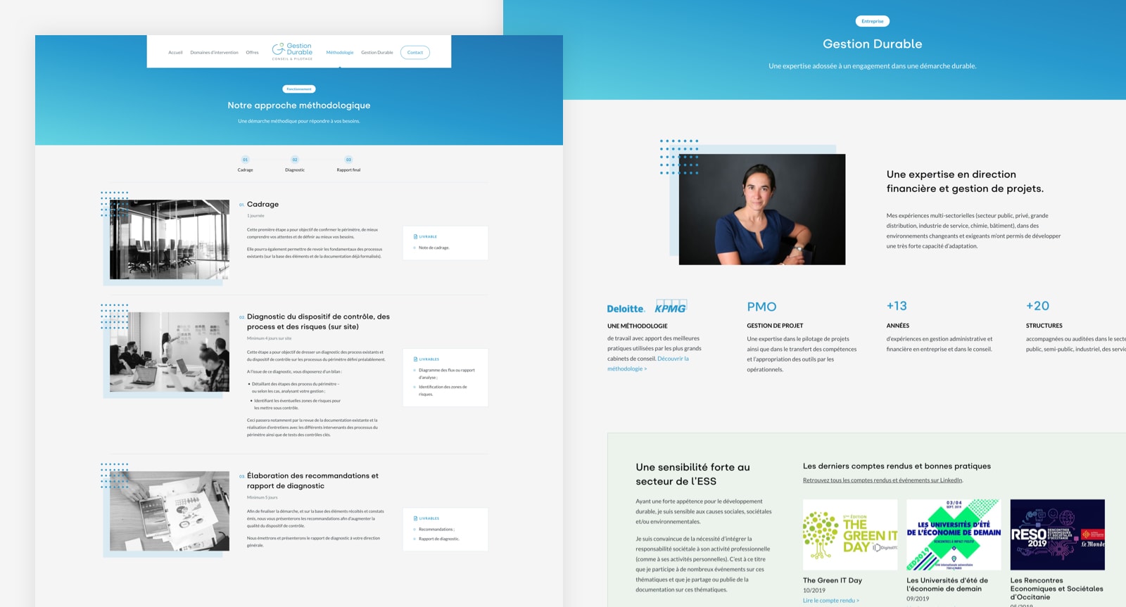 Page de méthodologie sur le site WordPress de Gestion Durable