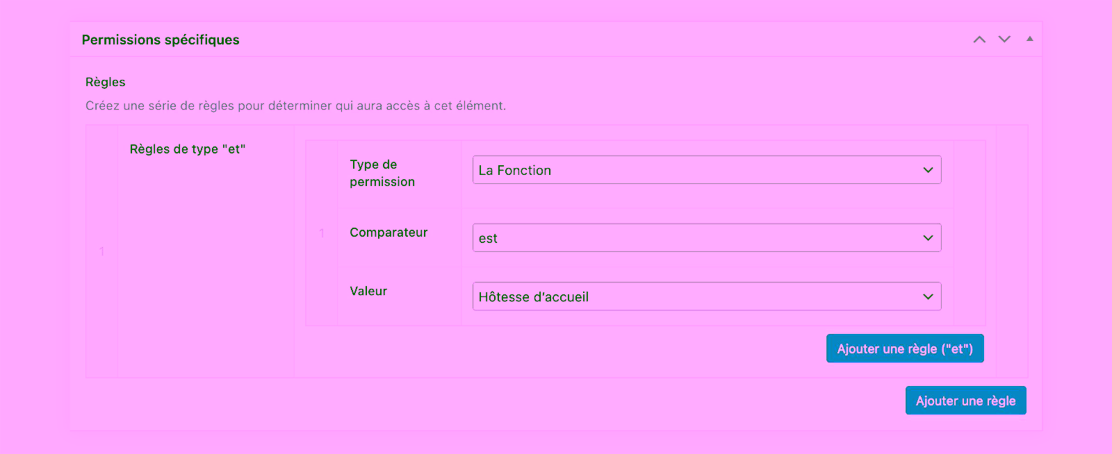 Module WordPress de création de permissions spécifiques.